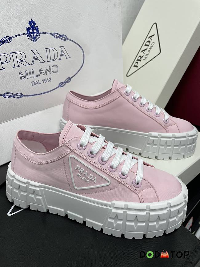 Prada Double Wheel Nylon Gabardine Sneakers Light Pink - 1