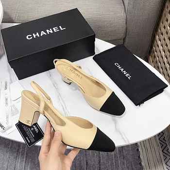 Chanel Slingback with 6 cm Heel in Beige 