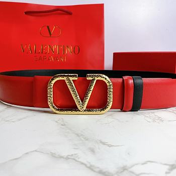 Valentino Reverisble Belt Red/Black Size 4 cm wide/ 80-95 cm long