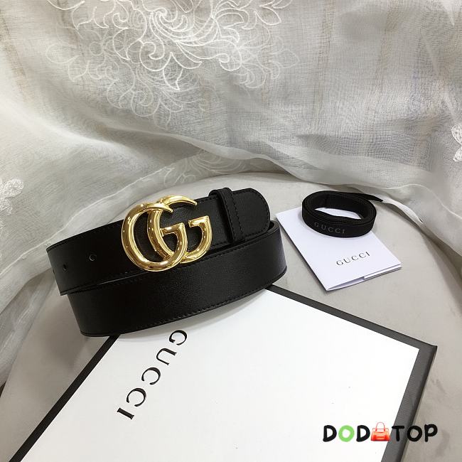 GG Marmont Leather Belt With Shiny Buckle Black 3 cm - 1