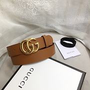 GG Marmont Leather Belt With Shiny Buckle Brown 3 cm - 1