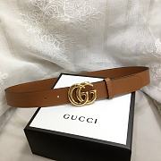 GG Marmont Leather Belt With Shiny Buckle Brown 3 cm - 3