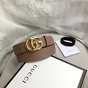 GG Marmont Leather Belt With Shiny Buckle Rose Beige 3 cm - 1
