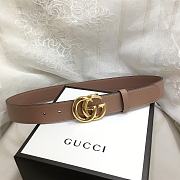 GG Marmont Leather Belt With Shiny Buckle Rose Beige 3 cm - 6