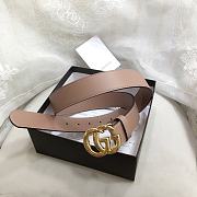 GG Marmont Leather Belt With Shiny Buckle Rose Beige 3 cm - 5