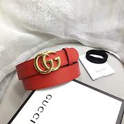 GG Marmont Leather Belt With Shiny Buckle Red 3 cm - 1