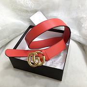 GG Marmont Leather Belt With Shiny Buckle Red 3 cm - 2