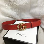 GG Marmont Leather Belt With Shiny Buckle Red 3 cm - 3