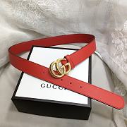 GG Marmont Leather Belt With Shiny Buckle Red 3 cm - 4