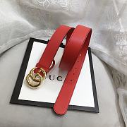 GG Marmont Leather Belt With Shiny Buckle Red 3 cm - 5