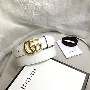 GG Marmont Leather Belt With Shiny Buckle White 3 cm - 1