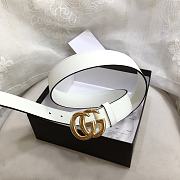 GG Marmont Leather Belt With Shiny Buckle White 3 cm - 2