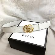 GG Marmont Leather Belt With Shiny Buckle White 3 cm - 3