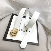 GG Marmont Leather Belt With Shiny Buckle White 3 cm - 4