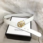 GG Marmont Leather Belt With Shiny Buckle White 3 cm - 5