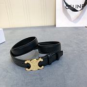 Celine Cowhide Leather Belt Black Size 2.5 cm - 2