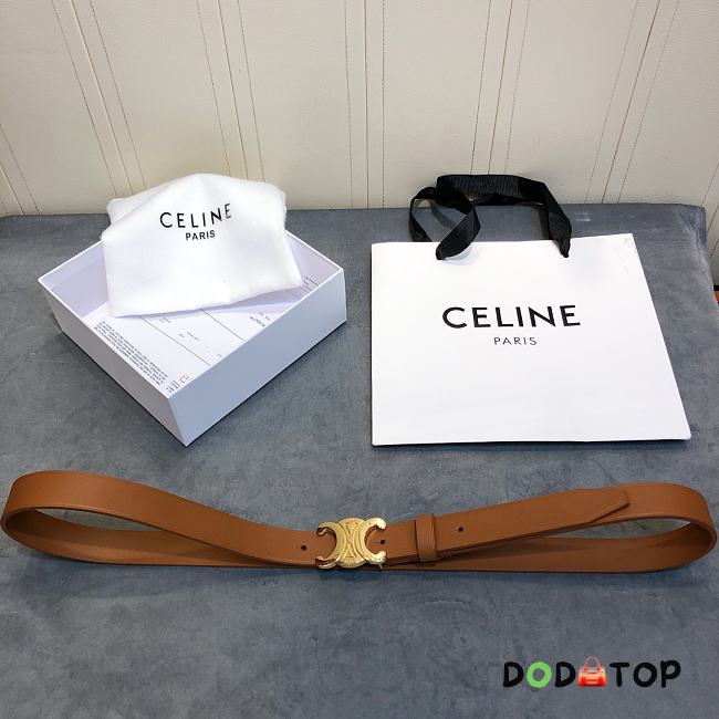 Celine Cowhide Leather Belt Brown Size 2.5 cm - 1