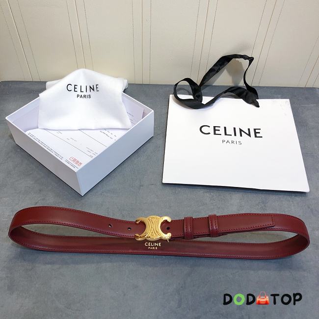 Celine Cowhide Leather Belt Bordeaux Size 2.5 cm - 1