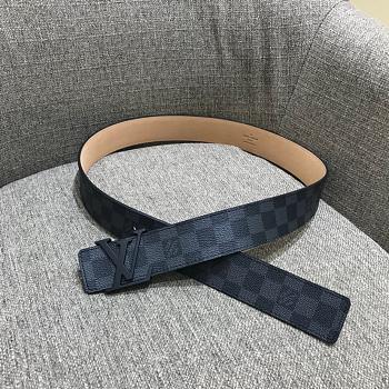 Louis Vuitton Damier Graphie Initiales Belt Black Gray Size 4 cm