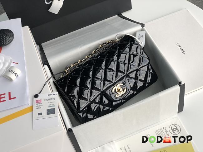 Chanel Patent Leather Flap Bag Black & Gold-tone Hardware 20 cm  - 1