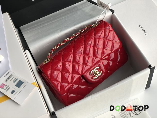 Chanel Patent Leather Flap Bag Red & Gold-tone Hardware 20 cm - 1