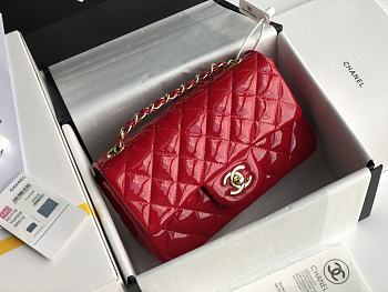 Chanel Patent Leather Flap Bag Red & Gold-tone Hardware 20 cm