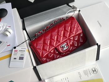 Chanel Patent Leather Flap Bag Red & Silver-tone Hardware 20 cm