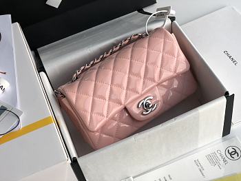 Chanel Patent Leather Flap Bag Light Pink & Silver-tone Hardware 20 cm