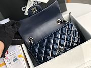 Chanel Patent Leather Flap Bag Navy Blue & Silver-tone Hardware 20 cm - 3