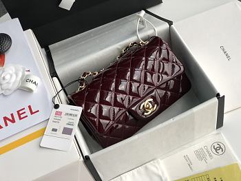 Chanel Patent Leather Flap Bag Bordeaux & Gold-tone Hardware 20 cm