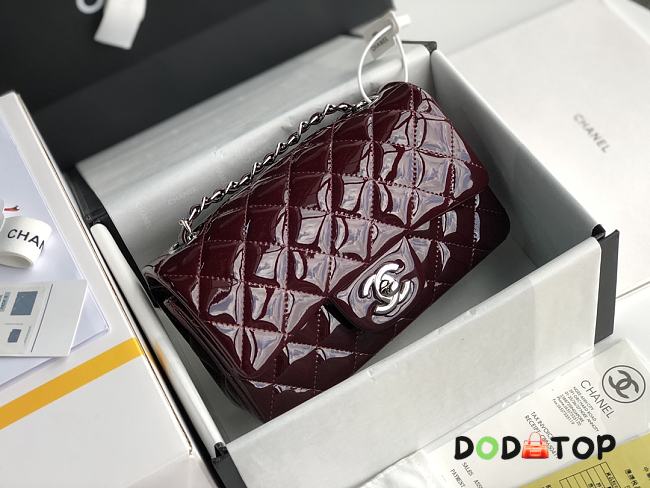 Chanel Patent Leather Flap Bag Bordeaux & Silver-tone Hardware 20 cm - 1