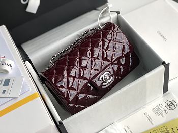 Chanel Patent Leather Flap Bag Bordeaux & Silver-tone Hardware 20 cm