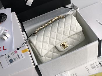 Chanel Patent Leather Flap Bag White & Gold-tone Hardware 20 cm
