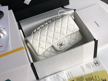 Chanel Patent Leather Flap Bag White & Silver-tone Hardware 20 cm