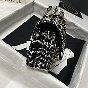Chanel Tweed and Gold-tone Metal Flap Bag Black/White A01112 Size 25.5 cm - 6