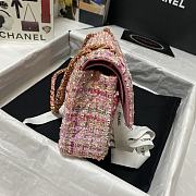 Chanel Tweed and Gold-tone Metal Flap Bag Pink/White A01112 Size 25.5 cm - 3