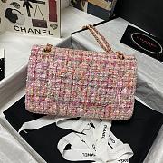 Chanel Tweed and Gold-tone Metal Flap Bag Pink/White A01112 Size 25.5 cm - 4