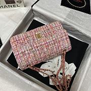 Chanel Tweed and Gold-tone Metal Flap Bag Pink/White A01112 Size 25.5 cm - 5