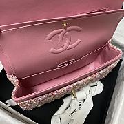 Chanel Tweed and Gold-tone Metal Flap Bag Pink/White A01112 Size 25.5 cm - 6