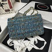 Chanel Tweed and Gold-tone Metal Flap Bag Turquoise A01112 Size 25.5 cm - 6