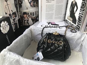 Chanel Drawstring Bag Black AS1802 Size 20 x 17 x 10 cm