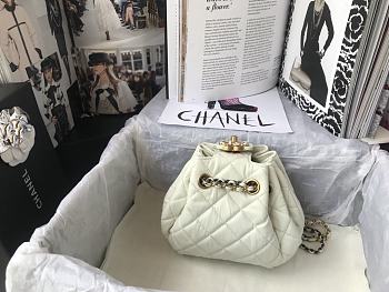 Chanel Drawstring Bag White AS1802 Size 20 x 17 x 10 cm