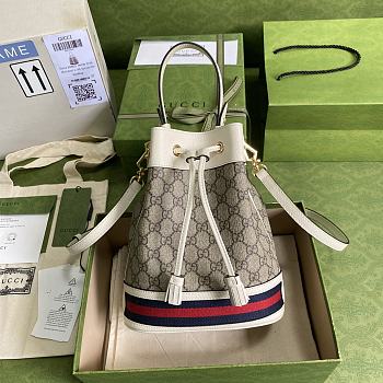 Gucci Ophidia GG Bucket Bag White 550621 Size 20.5 x 26 x 11 cm