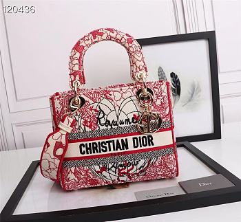 Dior Lady Red And White D-Royaume M0565 Size 24 x 20 x 13 cm