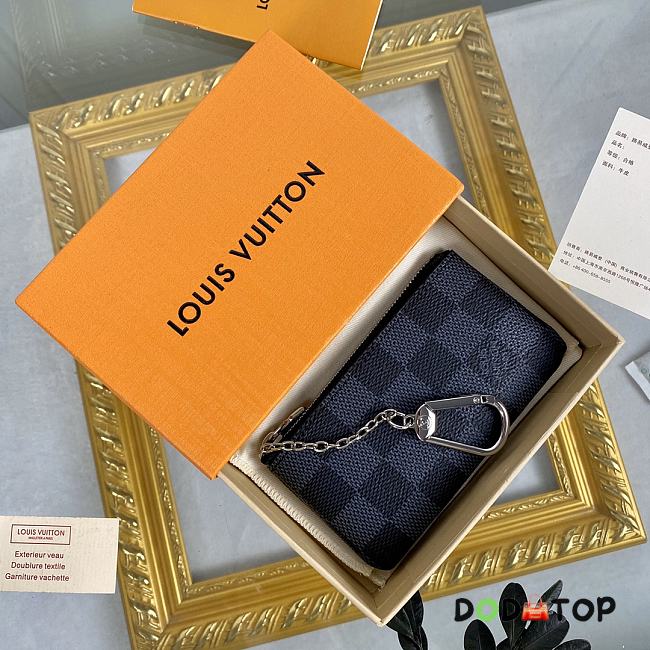 Louis Vuitton Key Pouch Damier Graphite N60155 Size 12 x 7 x 1.5 cm - 1