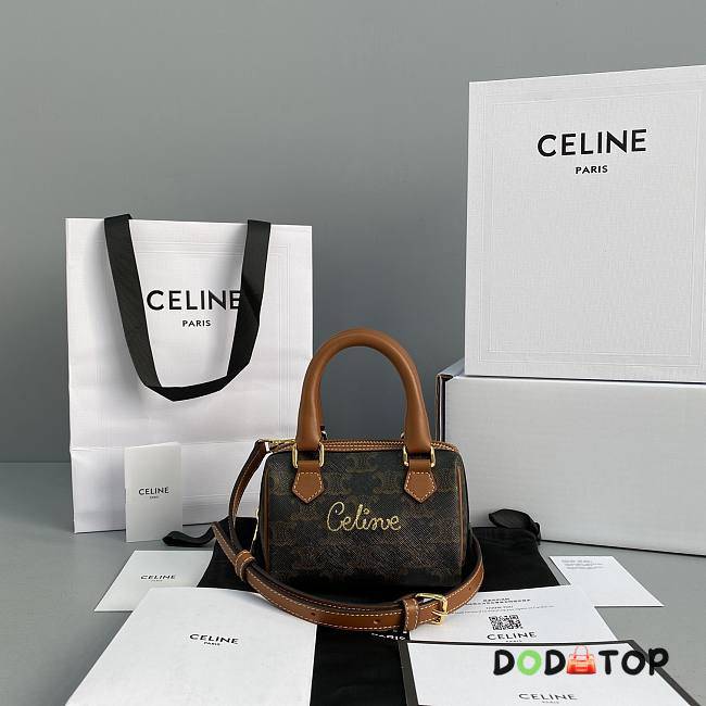 Celine Mini Boston Bag Tan 196892 Size 14 x 11 x 7.5 cm - 1