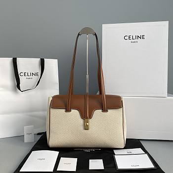 Celine Medium Soft 16 Bag In Calfskin Tan/White 195542 Size 33 x 23 x 14 cm
