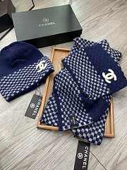 Chanel Set Hat and Scarf Blue - 2