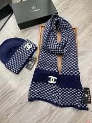 Chanel Set Hat and Scarf Blue - 3