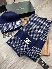 Chanel Set Hat and Scarf Blue - 5